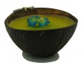 Coconut Flower Candle Half Yellow Centre, Blue flower