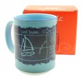 Caribbean Map Design on a Blue Ceramic Mug
