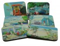 Coasters Red House Set/6  - Assorted chattel house and fishing boat scenes