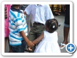 Children skipping at a church fair